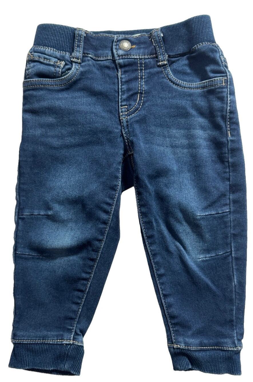 Levi’s Boys 2T Knit Jogger Jeans Blue Denim Stretch Ribbed Waist Cuff